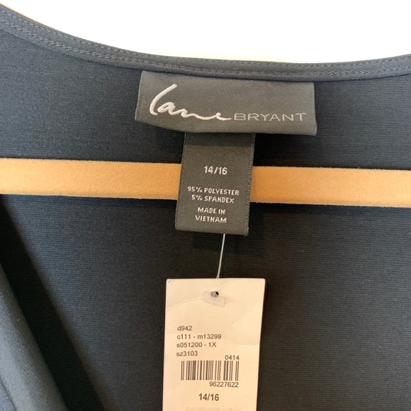 NWT Lane Bryant Black Knit Ruched V-Neck Dress - Picture 5 of 5